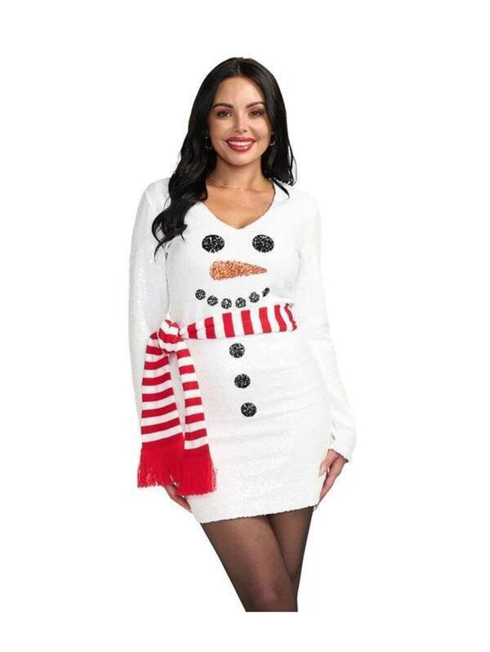 NWT Tipsy Elves Women's Snowman Scarf Sequin Dress Size Small